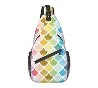 Sling Bag Rainbow Colorful Mermaid Scale Senderismo Mochila Crossbody Hombro Mochila Travel Chest Pack para Hombres Mujeres