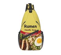 Sling Bag, Ramen Noodle Soup Chicken Flavor Print Crossbody Sling Backpack para Casual Hombro Mujeres y Hombres, Negro