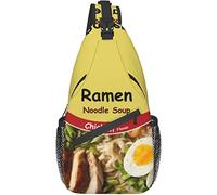 Sling Bag, Ramen Noodle Soup Chicken Flavor Print Crossbody Sling Mochila para Hombro Casual Mujeres y Hombres, Negro