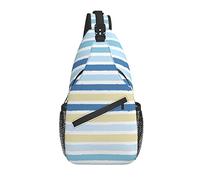 Sling Bag Rayas Verano Azul Náutico Senderismo Mochila Crossbody Hombro Mochila Viaje Cofre Pack para Hombres Mujeres