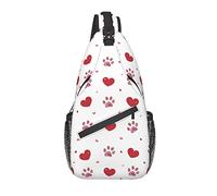 Sling Bag Red Heart Dog Paw Senderismo Mochila Crossbody Hombro Mochila Travel Chest Pack para Hombres Mujeres