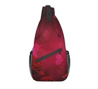 Sling Bag Red Rose Flower Heart Senderismo Mochila Crossbody Hombro Mochila Travel Chest Pack para Hombres Mujeres