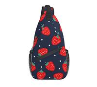 Sling Bag Red Strawberry Navy Cute Hiking Daypack Crossbody Shoulder Backpack Travel Chest Pack para Hombres y Mujeres