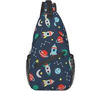 Sling Bag, Rocket Clipart Space Ship Print Crossbody Sling Mochila para Hombro Casual Mujeres y Hombres