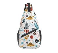 Sling Bag Rocket Star Cartoon Galaxy Senderismo Mochila Crossbody Hombro Mochila Travel Chest Pack para Hombres Mujeres