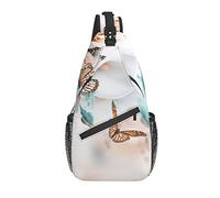 Sling Bag Rose Butterfly Flower Bloom Senderismo Mochila Crossbody Hombro Mochila Travel Chest Pack para Hombres Mujeres