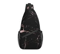 Sling Bag Rose Gold Black Marble Senderismo Mochila Crossbody Hombro Mochila Travel Chest Pack para Hombres Mujeres