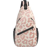 Sling Bag Rose Gold Leopard Print Pink Senderismo Mochila Crossbody Hombro Mochila Travel Chest Pack para Hombres Mujeres
