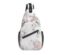 Sling Bag Rose Pink White Marble Senderismo Mochila Crossbody Hombro Mochila Travel Chest Pack para Hombres Mujeres