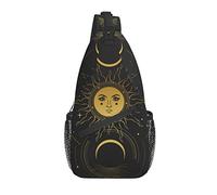 Sling Bag Sacred Sun Moon Tarot Divination Negro Senderismo Mochila Crossbody Hombro Mochila Viaje Cofre Pack para Hombres Mujeres