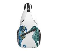 Sling Bag Seahorse Blue Marine Ocean Senderismo Mochila Crossbody Hombro Mochila Travel Chest Pack para Hombres Mujeres