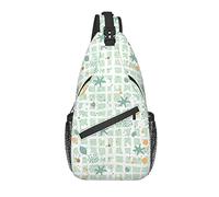Sling Bag Seashell Pastel Green Check Senderismo Mochila Crossbody Hombro Mochila Travel Chest Pack para Hombres Mujeres