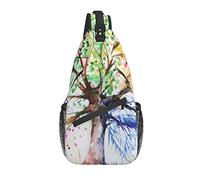 Sling Bag Season Tree Acuarela Arte Senderismo Mochila Crossbody Hombro Mochila Viaje Cofre Pack para Hombres Mujeres