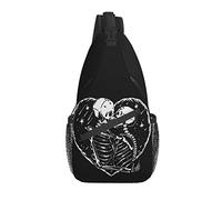 Sling Bag Skull Kiss Dead Dark Retro Black and White Senderismo Mochila Crossbody Hombro Mochila Travel Chest Pack para Hombres Mujeres