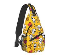 Sling Bag Skulls and Hearts Bones Crossbody Mochila para Hombres Niños, Bolso de Hombro Ligero Antirrobo Bolsa de Gimnasio para Senderismo Viajes Ciclismo