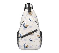 Sling Bag Sleeping Bear Childish Cute Moon Senderismo Mochila Crossbody Hombro Mochila Travel Chest Pack para Hombres Mujeres