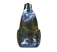 Sling Bag, Snow Mountain Lake Print Crossbody Sling Mochila para Hombro Casual Mujeres y Hombres
