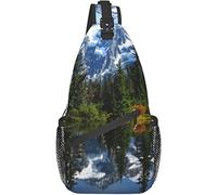 Sling Bag, Snow Mountain Lake Print Crossbody Sling Mochila para Hombro Casual Mujeres y Hombres