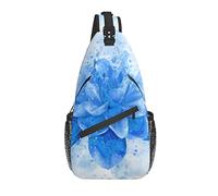 Sling Bag Splash Blue Lotus Flower Senderismo Mochila Crossbody Hombro Mochila Viaje Chest Pack para Hombres Mujeres