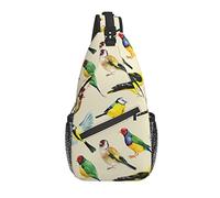 Sling Bag Spring Birds Pattern Senderismo Mochila Crossbody Hombro Mochila Travel Chest Pack para Hombres Mujeres