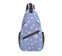Sling Bag Starfish Seashell Purple Pastel Senderismo Mochila Crossbody Hombro Mochila Travel Chest Pack para Hombres Mujeres