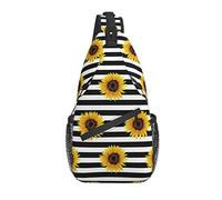 Sling Bag Stripe Sunflower Floral Senderismo Mochila Crossbody Hombro Mochila Travel Chest Pack para Hombres Mujeres
