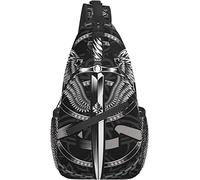 Sling Bag Sword with Wings Goth Indie Tarot Black and White Senderismo Mochila Crossbody Hombro Mochila Travel Chest Pack para Hombres Mujeres