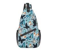 Sling Bag Teal Blue Butterfly Acuarela Senderismo Mochila Crossbody Hombro Mochila Travel Chest Pack para Hombres Mujeres