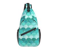 Sling Bag Teal Mermaid Scale Senderismo Mochila Crossbody Hombro Mochila Travel Chest Pack para Hombres Mujeres