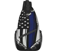 Sling Bag Thin Red Line y Blue Line Vintage Retro American Flag Black Crossbody Hombro Cofre al Aire Libre, Mochila de Viaje para Mujeres y Hombres