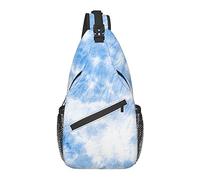 Sling Bag Tie Dye White Blue Art Senderismo Mochila Crossbody Hombro Mochila Travel Chest Pack para Hombres Mujeres