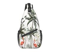Sling Bag Tropical Flamingo Palmera Botanical Senderismo Mochila Crossbody Hombro Mochila Viaje Cofre Pack para Hombres Mujeres