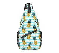 Sling Bag Tropical Fruit Pine Striped Senderismo Mochila Crossbody Hombro Mochila Travel Chest Pack para Hombres Mujeres
