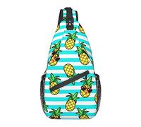 Sling Bag Tropical Funny Pine Teal Rayas Senderismo Mochila Crossbody Hombro Mochila Travel Chest Pack para Hombres Mujeres