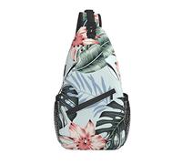 Sling Bag Tropical Jungle and Flower Palm Leaf Senderismo Mochila Crossbody Hombro Mochila Travel Chest Pack para Hombres Mujeres