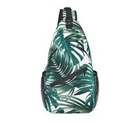 Sling Bag Tropical Jungle Palm Leaf Senderismo Mochila Crossbody Hombro Mochila Travel Chest Pack para Hombres Mujeres