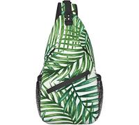 Sling Bag, Tropical Palm Tree Leaves Print Crossbody Sling Mochila para Hombro Casual Mujeres y Hombres