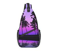 Sling Bag Tropical Summer Palm Tree Purple Senderismo Mochila Crossbody Hombro Mochila Travel Chest Pack para Hombres Mujeres