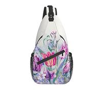 Sling Bag Tulip Flower Art Purple Senderismo Mochila Crossbody Hombro Mochila Travel Chest Pack para Hombres Mujeres