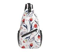 Sling Bag Tulip Flower Botanical Leaf Senderismo Mochila Crossbody Hombro Mochila Travel Chest Pack para Hombres Mujeres