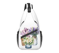Sling Bag Tulip Lavender Spring Flower Pot Rústico Senderismo Mochila Crossbody Hombro Mochila Travel Chest Pack para Hombres Mujeres