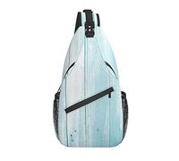 Sling Bag Turquesa Pastel Madera Marine Senderismo Mochila Crossbody Hombro Mochila Viaje Cofre Pack para Hombres Mujeres