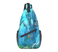 Sling Bag Underwater Dolphin Fish 3D Senderismo Daypack Crossbody Hombro Mochila Travel Chest Pack para Hombres Mujeres