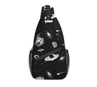Sling Bag Universe Galaxy Planets Galactic Black and White Senderismo Mochila Crossbody Hombro Mochila Travel Chest Pack para Hombres Mujeres
