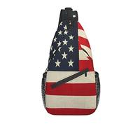 Sling Bag Vintage American Flag patriótico Senderismo Daypack Crossbody Hombro Mochila Travel Chest Pack para Hombres Mujeres