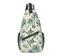 Sling Bag Vintage Beach Palm Tree Sea Turtle Senderismo Mochila Crossbody Hombro Mochila Travel Chest Pack para Hombres Mujeres