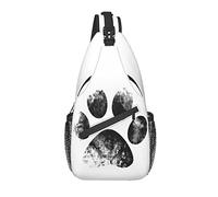 Sling Bag Vintage Black Dog Paw Print Senderismo Mochila Crossbody Hombro Mochila Travel Chest Pack para Hombres Mujeres