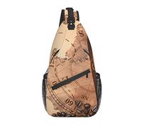 Sling Bag Vintage Coffee Beans Brújula Senderismo Mochila Crossbody Hombro Mochila Travel Chest Pack para Hombres Mujeres