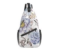 Sling Bag Vintage Flower Peony Floral Senderismo Daypack Crossbody Hombro Mochila Travel Chest Pack para Hombres Mujeres