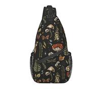 Sling Bag Vintage Magic Mushroom Leaf Forest Senderismo Daypack Crossbody Hombro Mochila Travel Chest Pack para Hombres Mujeres